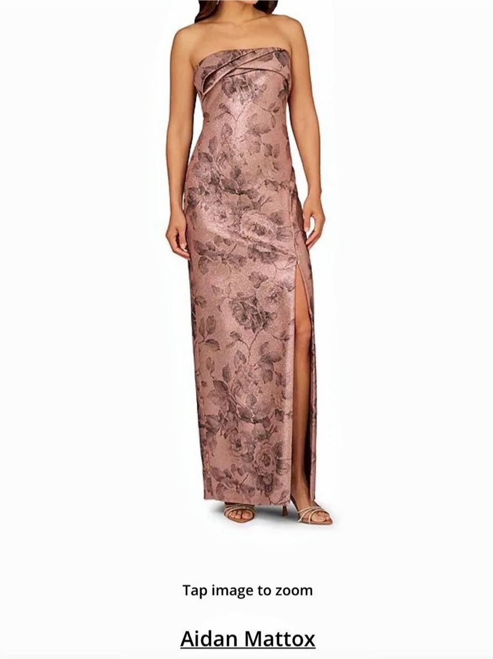 Aidan Mattox Printed Jacquard Long Dress Floral Maxi Dress Pink Size 18 NWT